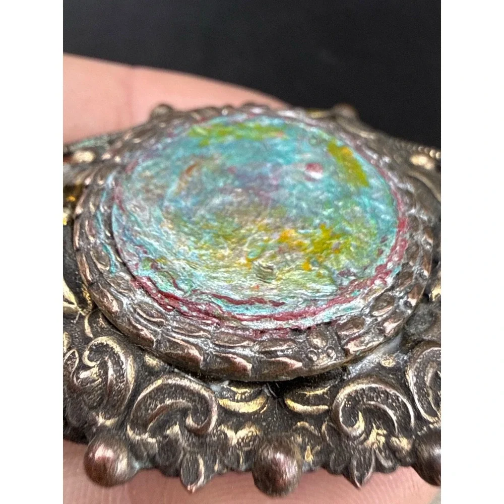 Vintage Brooch Iridescent Mottled Silver Tone REPAIR UPCYCLE NO BACK